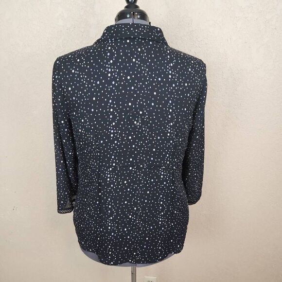 Lane Bryant Polka Dot on Black Crochet Detail Blouse Size 14-16 (4890) - Picture 2 of 5